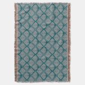 Square Leaf Pattern Blauwgroen Neutraal Deken (Voorkant Verticaal)