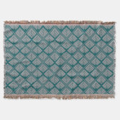 Square Leaf Pattern Blauwgroen Neutraal Deken (Voorkant)