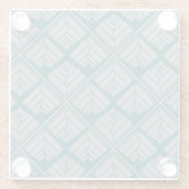 Square Leaf Pattern Blauwgroen Neutraal Glazen Onderzetter (Achterkant)