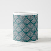Square Leaf Pattern Blauwgroen Neutraal Jumbo Mok (Voorkant)