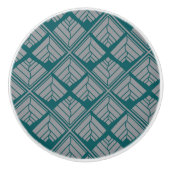 Square Leaf Pattern Blauwgroen Neutraal Keramische Knop (Voorkant)