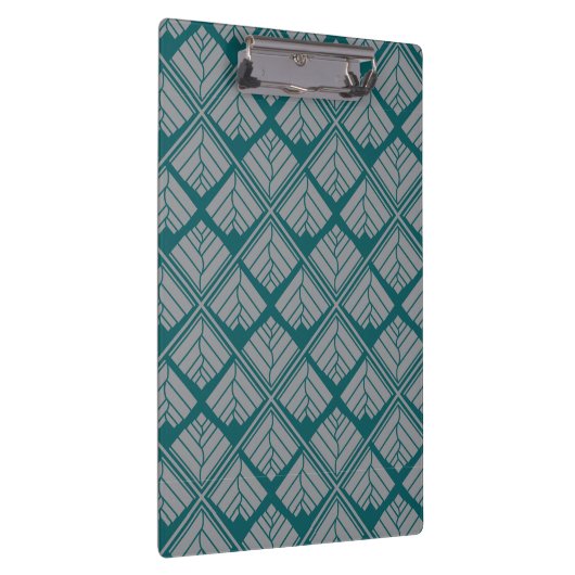 Square Leaf Pattern Blauwgroen Neutraal Klembord (Rechts)