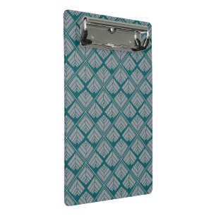 Square Leaf Pattern Blauwgroen Neutraal Mini Klembord