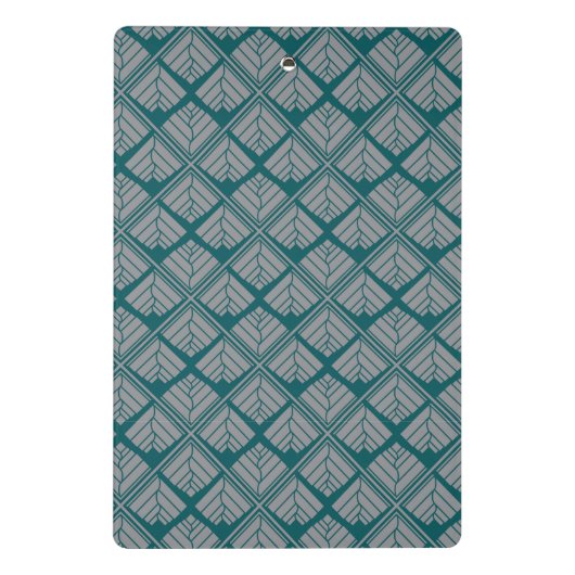 Square Leaf Pattern Blauwgroen Neutraal Mini Klembord (Achterkant)