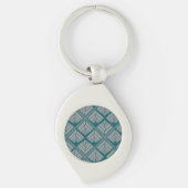 Square Leaf Pattern Blauwgroen Neutraal Sleutelhanger (Voorkant)