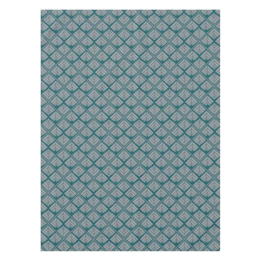 Square Leaf Pattern Blauwgroen Neutraal Tafelkleed (Voorkant)