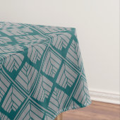 Square Leaf Pattern Blauwgroen Neutraal Tafelkleed (Voorbeeld)