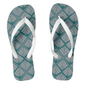 Square Leaf Pattern Blauwgroen Neutraal Teenslippers (Voetbed)