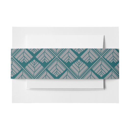 Square Leaf Pattern Blauwgroen Neutraal Uitnodigingen Wikkel (Voorkant Voorbeeld)