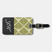 Square Leaf Pattern Gold Limoen Light Bagagelabel (Voorkant horizontaal)