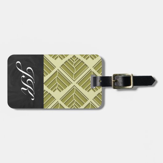 Square Leaf Pattern Gold Limoen Light Bagagelabel (Voorkant horizontaal)