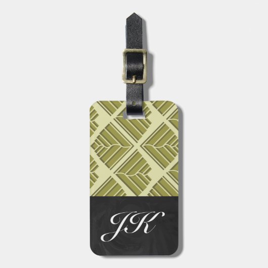 Square Leaf Pattern Gold Limoen Light Bagagelabel (Voorkant verticaal)