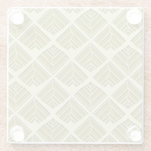 Square Leaf Pattern Gold Limoen Light Glazen Onderzetter (Achterkant)