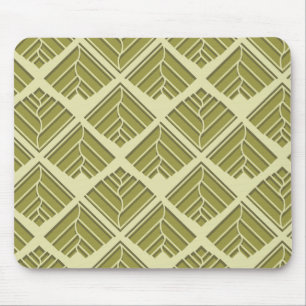 Square Leaf Pattern Gold Limoen Light Muismat