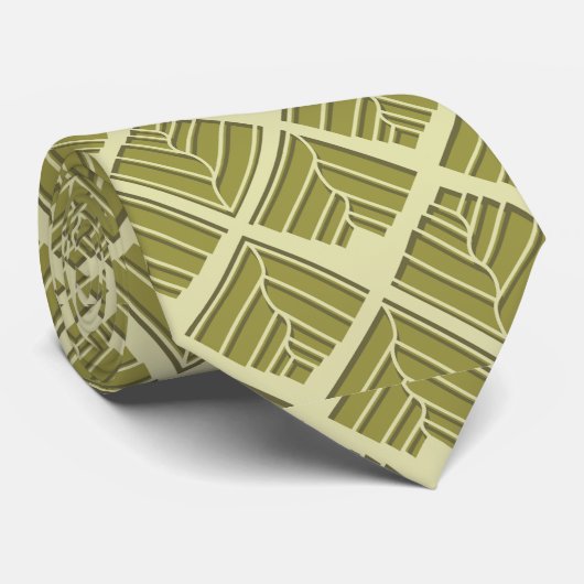 Square Leaf Pattern Gold Limoen Light Stropdas (Opgerold)