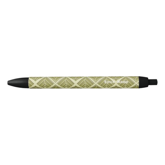 Square Leaf Pattern Gold Limoen Light Zwarte Inkt Pen (Voorkant)