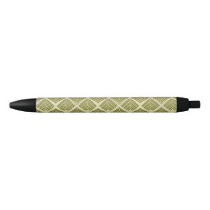 Square Leaf Pattern Gold Limoen Light Zwarte Inkt Pen