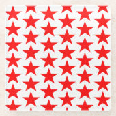 Square Little Red Stars Pattern Glazen Onderzetter (Voorkant)