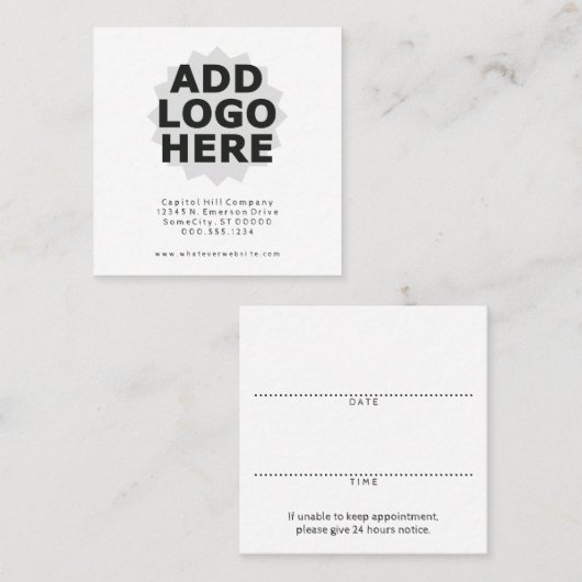 Square logo Afspraakherinnering Afsprakenkaartje (Voorkant / Achterkant)