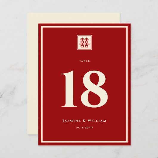 Square Logo Double Happiness Chinese bruiloft Briefkaart (Voorkant / Achterkant)