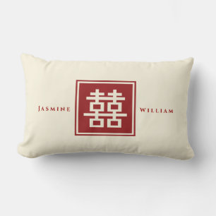 Square Logo Double Happiness Chinese bruiloft Kussen