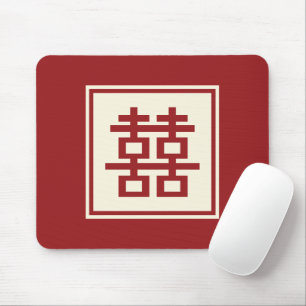 Square Logo Double Happiness Chinese bruiloft Muismat