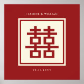 Square Logo Double Happiness Chinese bruiloft Poster (Voorkant)