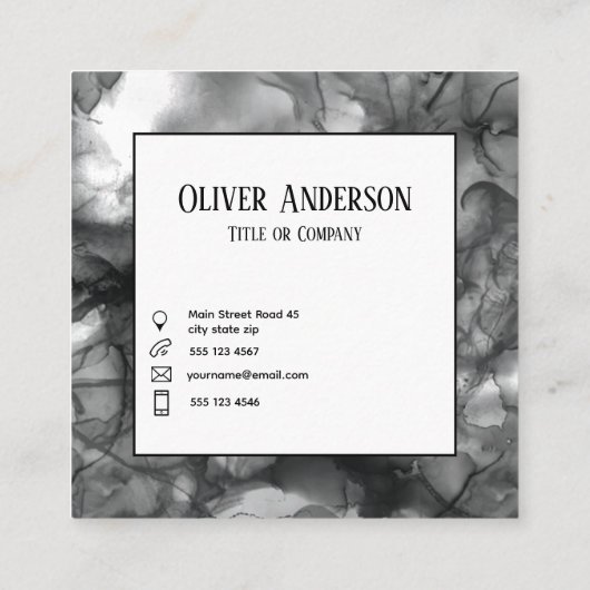Square logo zwart en wit vierkante visitekaartje (Achterkant)