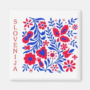 Square Magnet met Sloveense siermotif Magneet