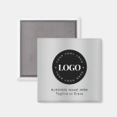 Square Magnet Silver Black Business Logo Custom Magneet (Voorkant / Achterkant)