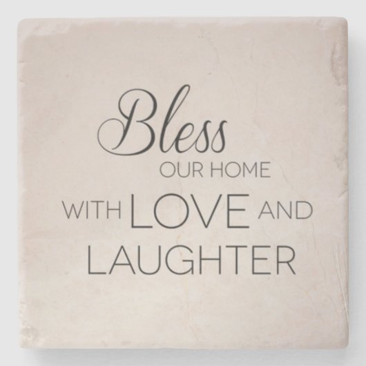 Square Marble Stone Onderzetter Bless Home Love La (Voorkant)