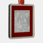 Square Maroon Border Foto Metalen Ornament (Rechts)