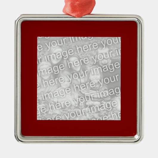 Square Maroon Border Foto Metalen Ornament (Voorkant)