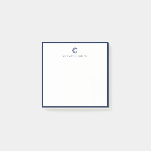 Square Modern Navy Blue Border Custom Stationery Post-it® Notes (Voorkant)