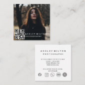 Square Modern Photography Visitekaartje met QR Co (Voorkant / Achterkant)