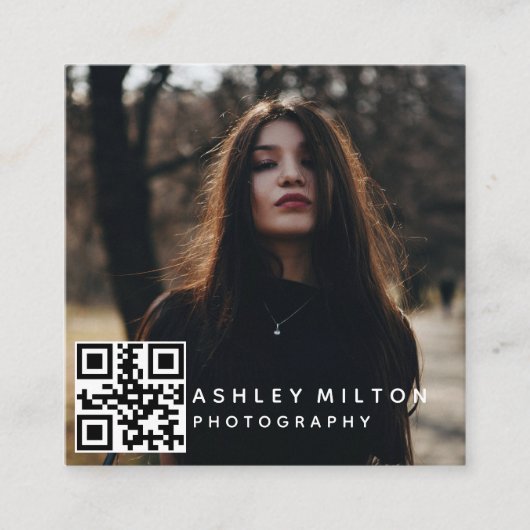 Square Modern Photography Visitekaartje met QR Co (Voorkant)