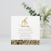 Square Modern Safari Adventure Baby shower Giraffe Kaart (Staand voorkant)