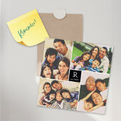 Square Monogram 4 Photo Collage Magnetic Card