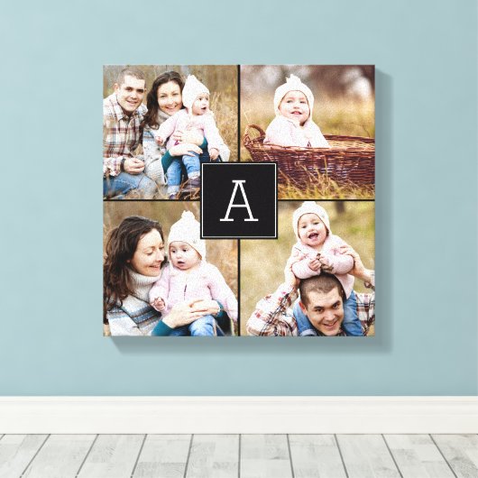 Square Monogram Aangepast fotocanvas Canvas Afdruk (Insitu (Houten vloer))