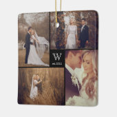Square Monogram Simple Photo Collage Holiday Keramisch Ornament (Links)
