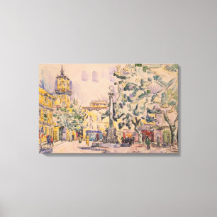 Square of the Hotel de Ville in Aix-en-Provence Canvas Afdruk