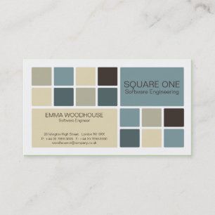 Square One White, Cadet Blue & Beige Visitekaartje