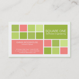 Square One White, Pink & Green Visitekaartje