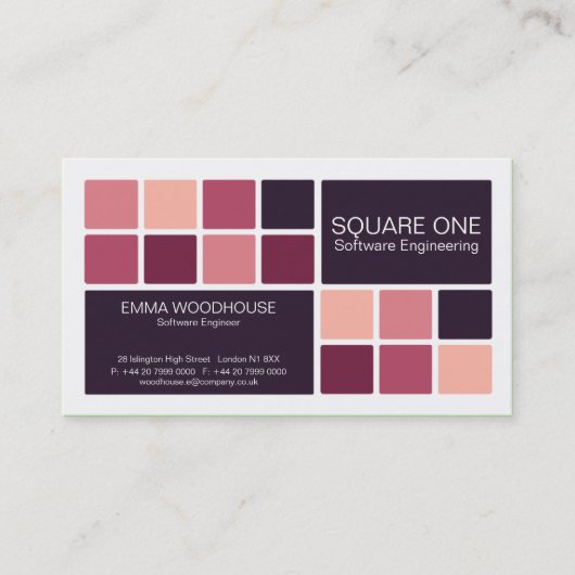 Square One White, Pink & Plum Visitekaartje (Voorkant)