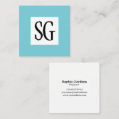 Square Panel - Initialen - Robin Egg Blue Vierkante Visitekaartje (Voorkant / Achterkant)