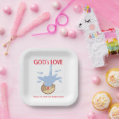 Square Paper Plate set with scripture  Papieren Bordje (Feest)