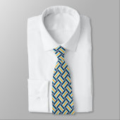 Square Pattern - Gold en Blue Stropdas (Gebonden)