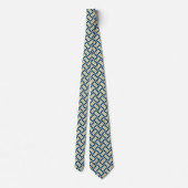 Square Pattern - Gold en Blue Stropdas (Achterkant)
