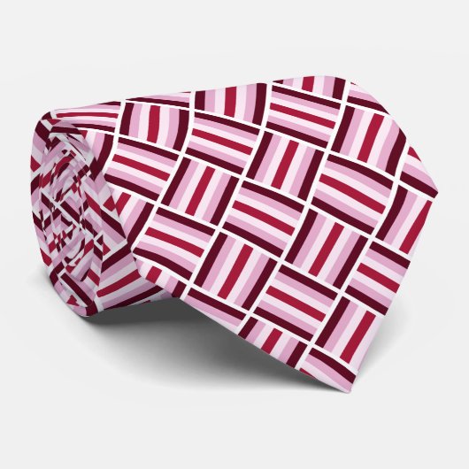 Square Pattern - Shades of Magenta Stropdas (Opgerold)