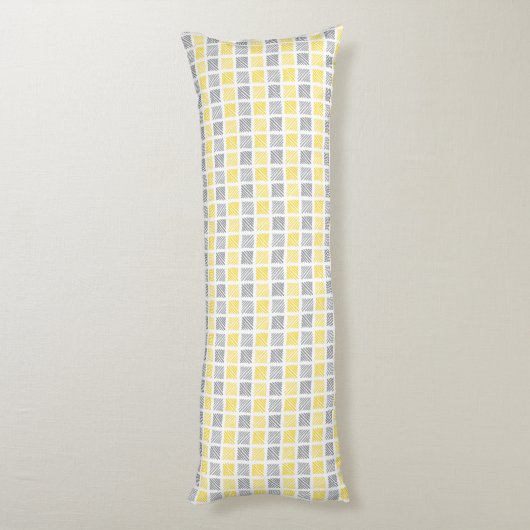 Square Pattern Yellow & Grey Body Pillow Lichaamskussen (Achterkant (Verticaal))